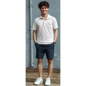 Vintage Mens Munsinger Walt Disney Polo Embroider Mickey Mouse Ivory Size Large